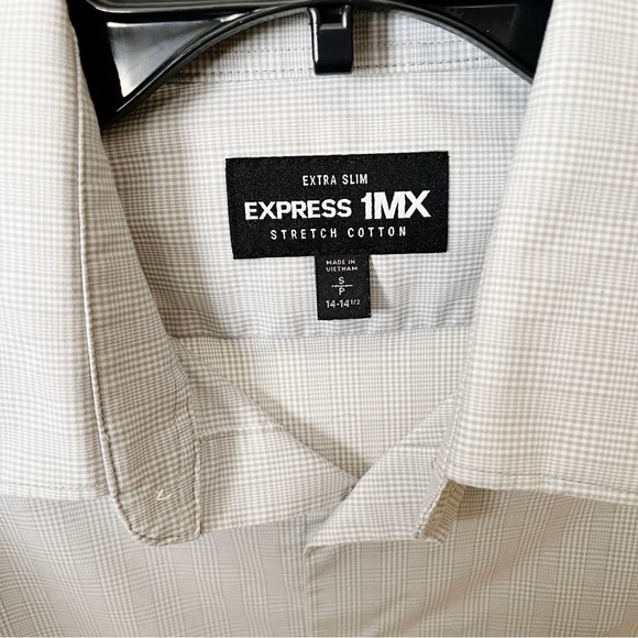 Express 1MX Extra Slim Shirt Men's Size S Gray Cotton Button Up Long Slv Stretch - Picture 6 of 6